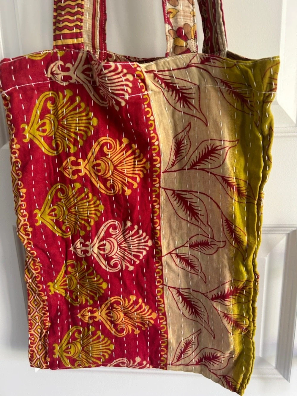 Kantha Boho Artisan hand sewn Cotton reversible Patchwork travel beach Tote‎ Bag